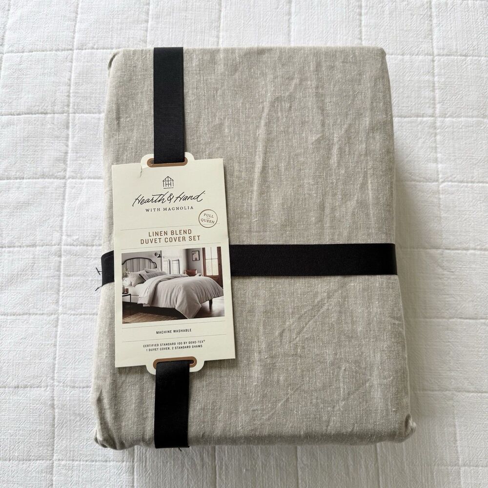 Hearth & Hand With Magnolia Full/queen Linen Blend Duvet Cover Set New